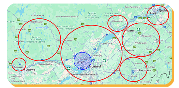 Carte des secteurs de service Churros & Churros